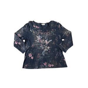 Y2K Bedazzled Fairy Graphic Top – Cactus Brand – Size Large